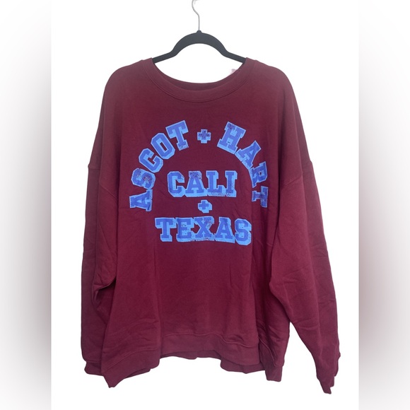Ascot + Hart Maroon Cali + Texas Oversized Sweatshirt - Picture 2 of 5